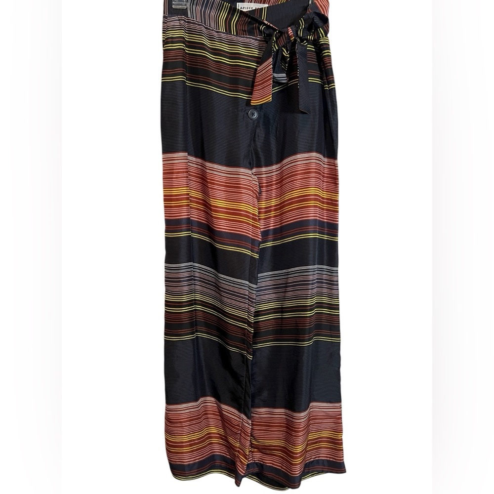 Apiece Apart Raka Striped Silk-Habotai Wide-leg Pants Size 2
